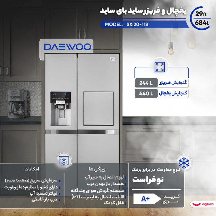 یخچال فریزر ساید بای ساید 29 فوت دوو مدل SXi20-11