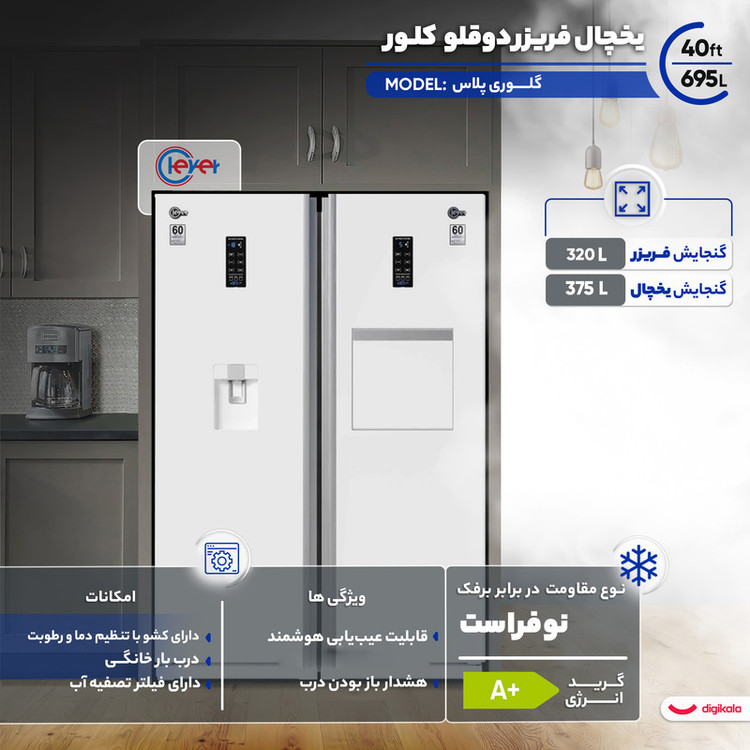 یخچال فریزر دوقلو 40 فوت کلور مدل گلوری پلاس