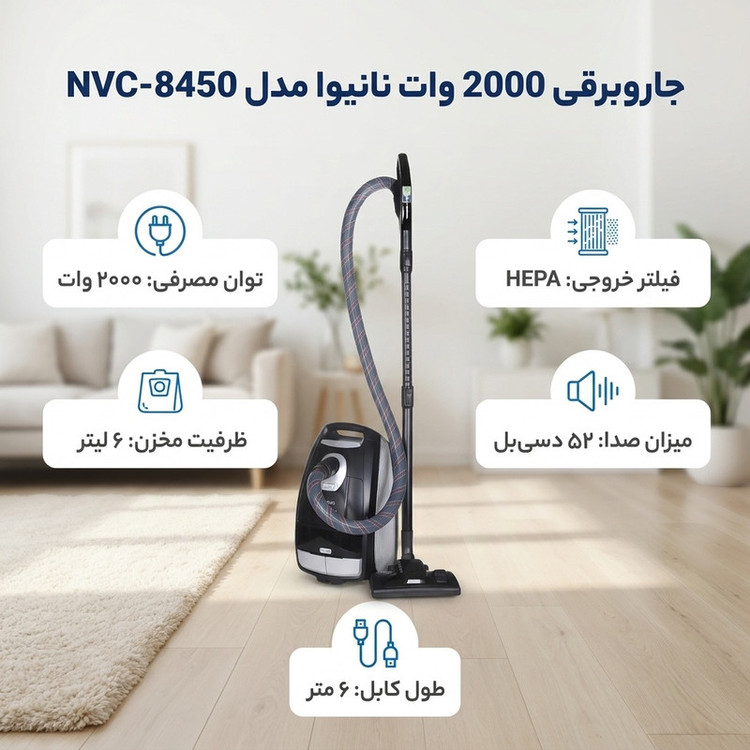 جاروبرقی 2000 وات نانیوا مدل NVC-8450